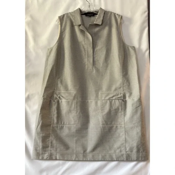 Lafayette 148 New York Dress Casual Cream/Blue Striped Size 16 Preppy NWOT - Picture 2 of 7